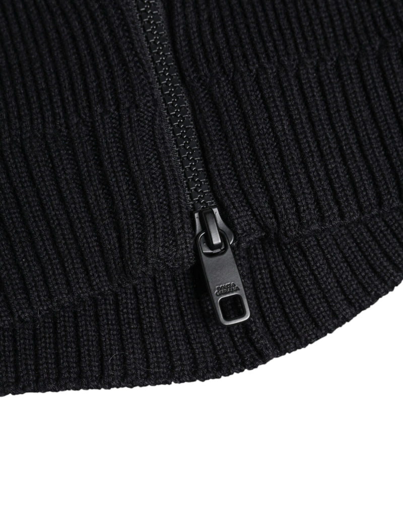 Black Wool Whole Head Wrap Balaclava Hat Dolce & Gabbana