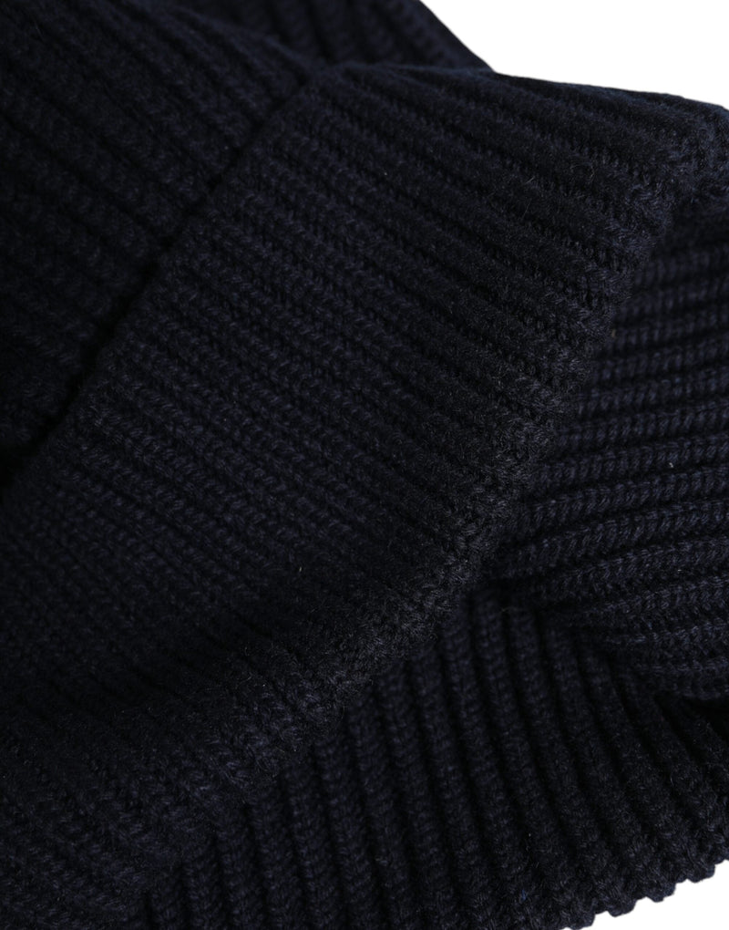 Black Cashmere Knitted Winter Beanie Hat Dolce & Gabbana