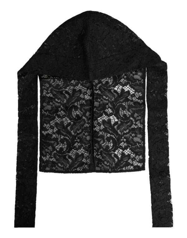 Black Floral Lace Whole Head Wrap Hat Dolce & Gabbana