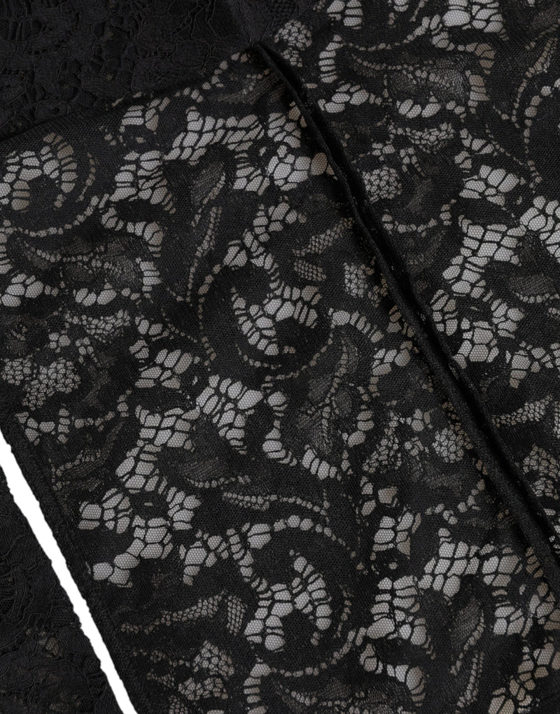 Black Floral Lace Whole Head Wrap Hat Dolce & Gabbana