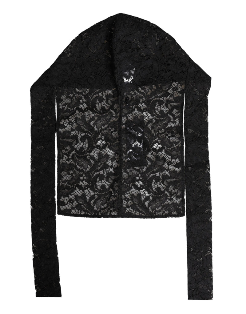Black Floral Lace Whole Head Wrap Hat Dolce & Gabbana