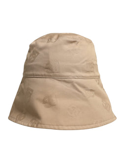Beige Logo Monogram Cotton Bucket Cap Dolce & Gabbana
