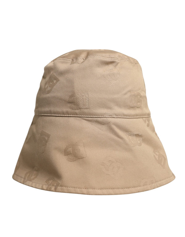 Beige Logo Monogram Cotton Bucket Cap Dolce & Gabbana