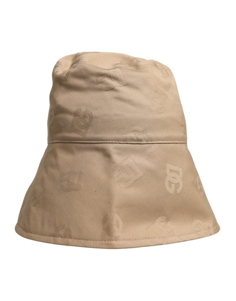 Beige Logo Monogram Cotton Bucket Cap Dolce & Gabbana