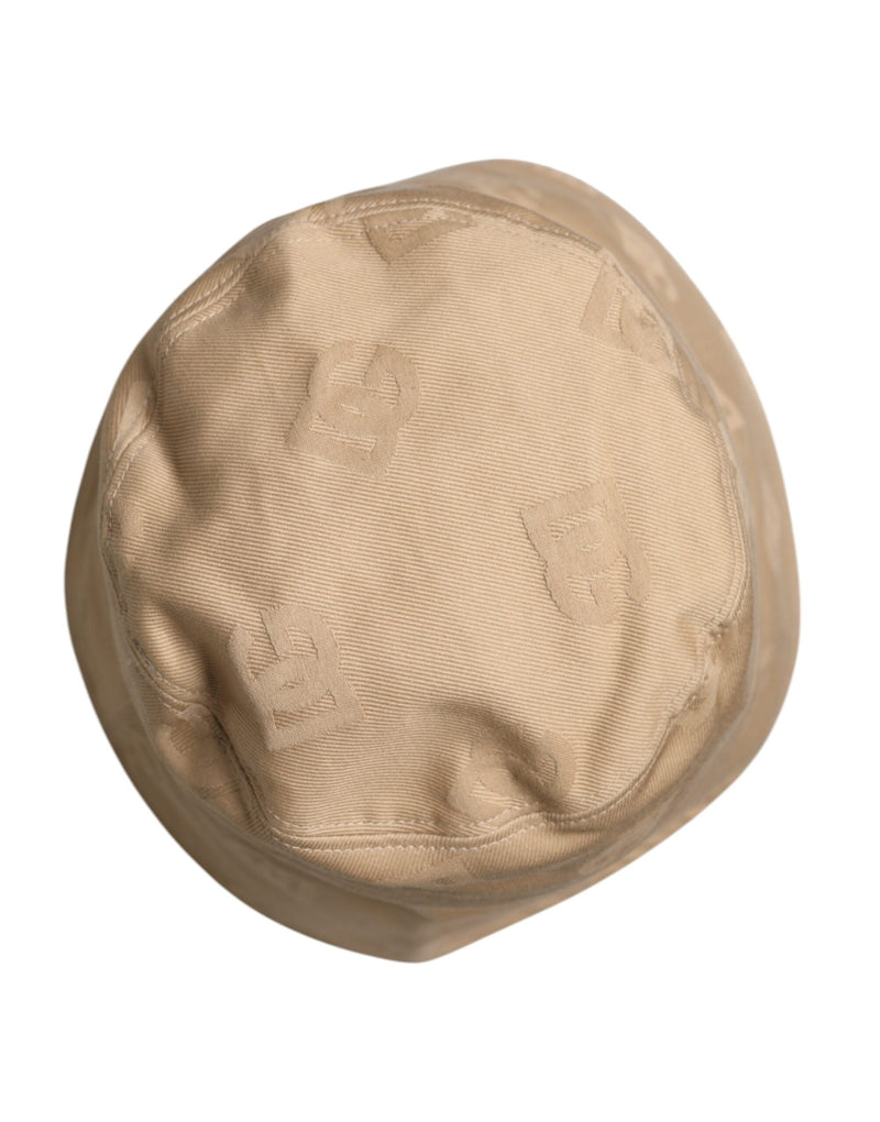 Beige Logo Monogram Cotton Bucket Cap Dolce & Gabbana