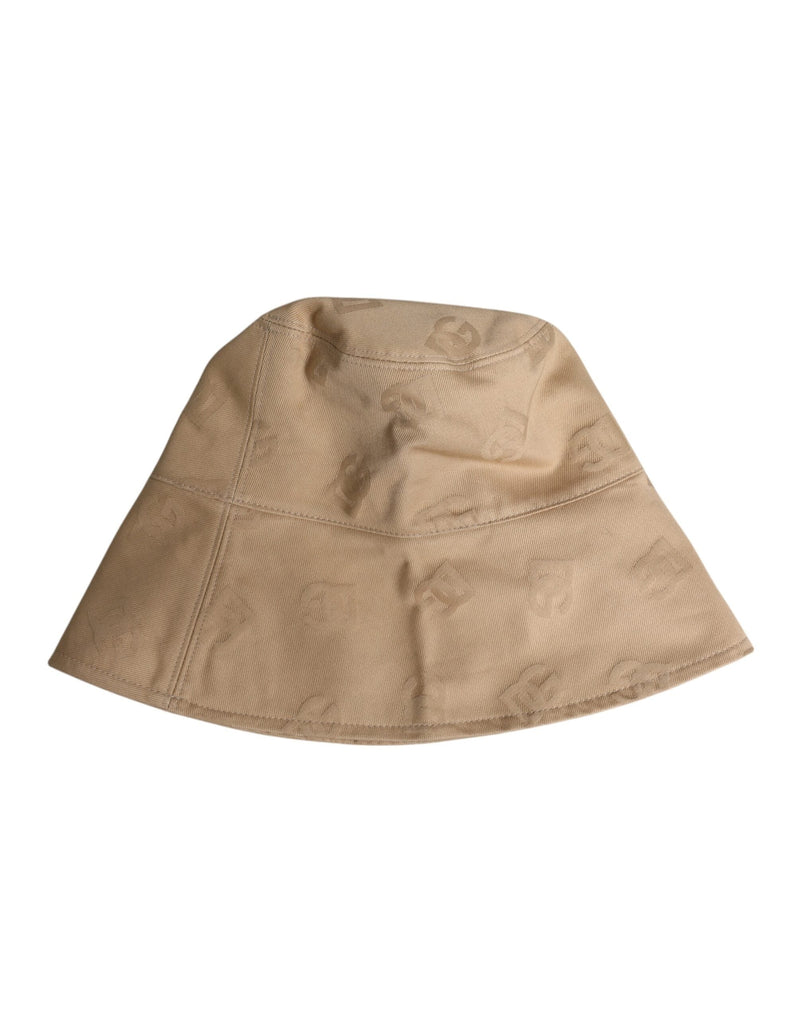 Beige Logo Monogram Cotton Bucket Cap Dolce & Gabbana