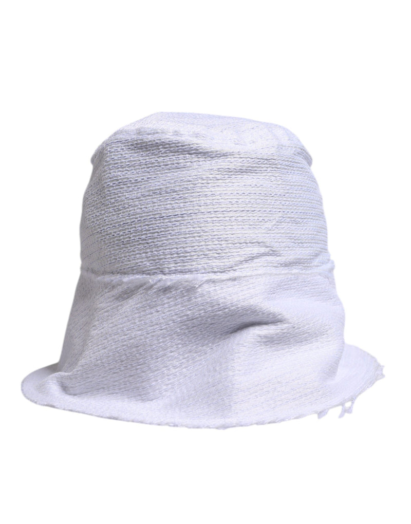White Polyester Wide Brim Bucket Hat Dolce & Gabbana