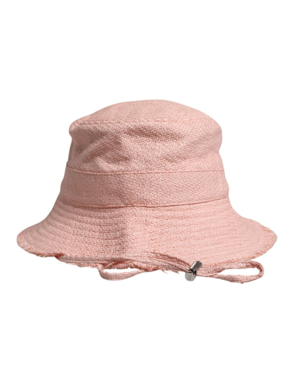 Pink Cotton Wide Brim Bucket Hat Dolce & Gabbana