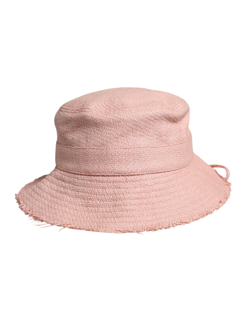 Pink Cotton Wide Brim Bucket Hat Dolce & Gabbana