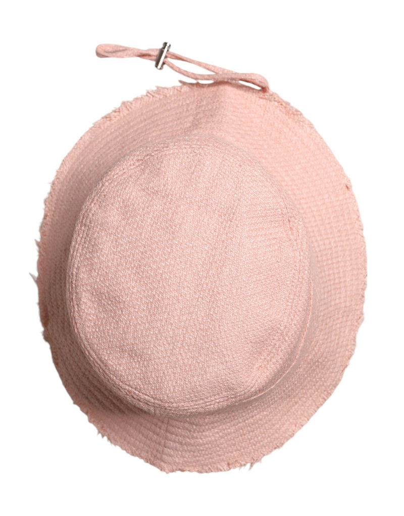 Pink Cotton Wide Brim Bucket Hat Dolce & Gabbana