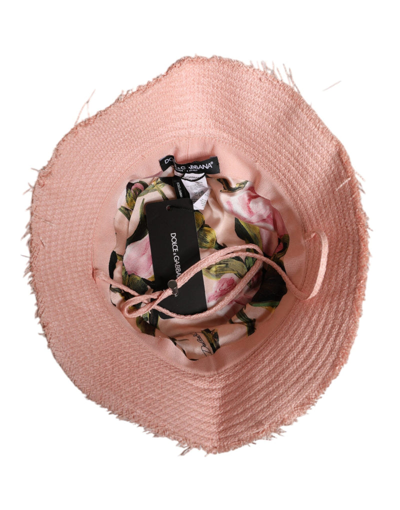 Pink Cotton Wide Brim Bucket Hat Dolce & Gabbana