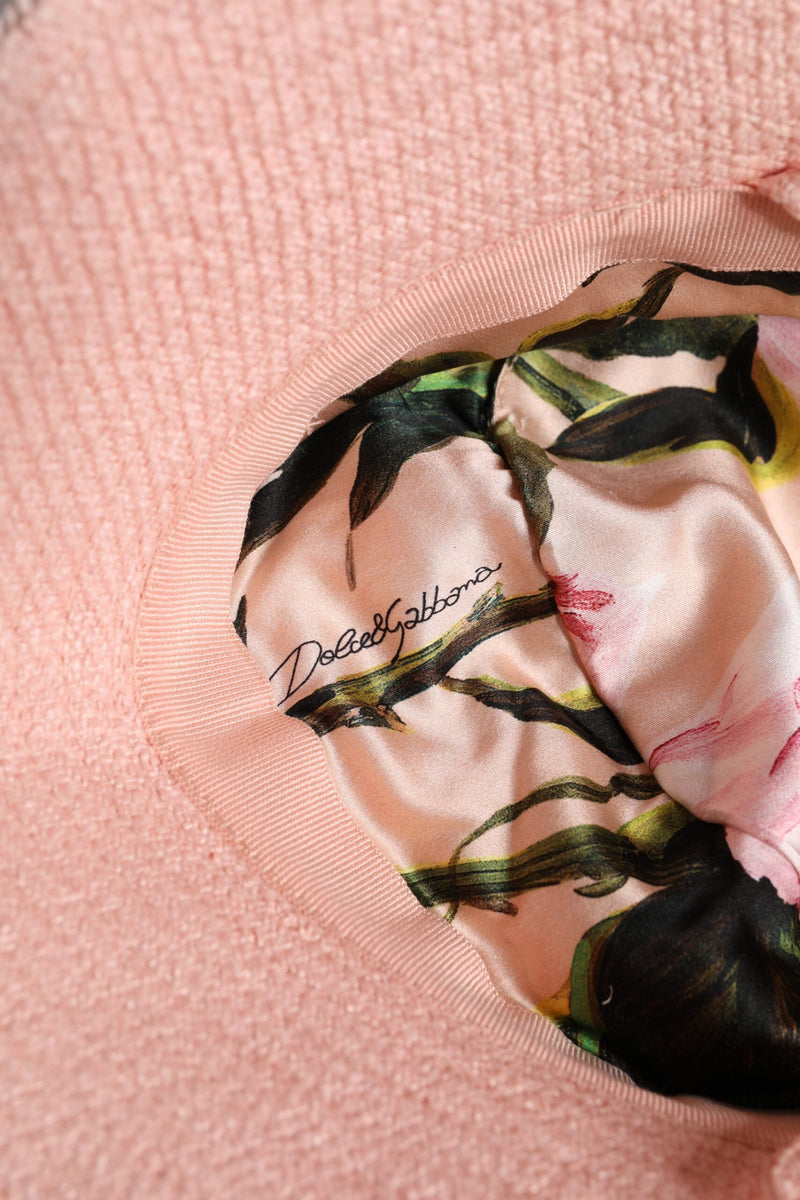 Pink Cotton Wide Brim Bucket Hat Dolce & Gabbana
