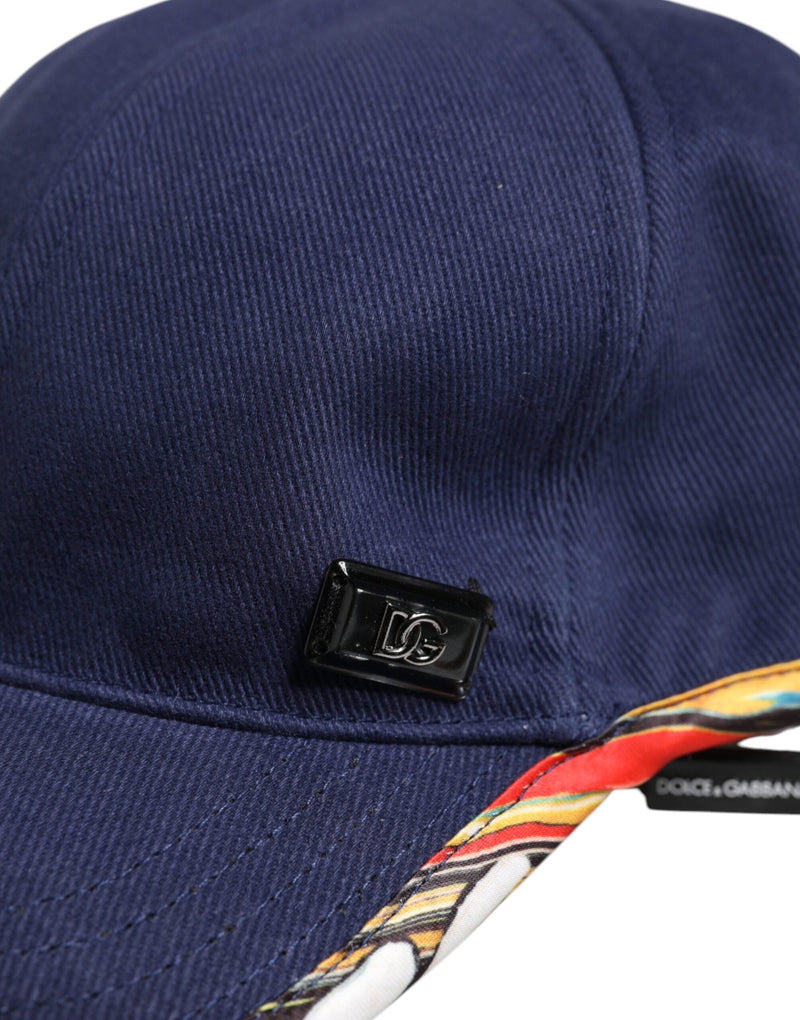 Blue Cotton 6 Panels Baseball Cap Dolce & Gabbana