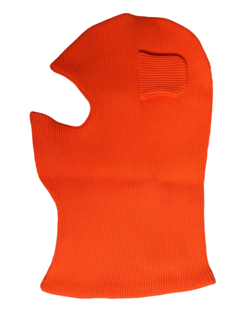 Orange Cotton Whole Head Wrap Balaclava Hat Dolce & Gabbana