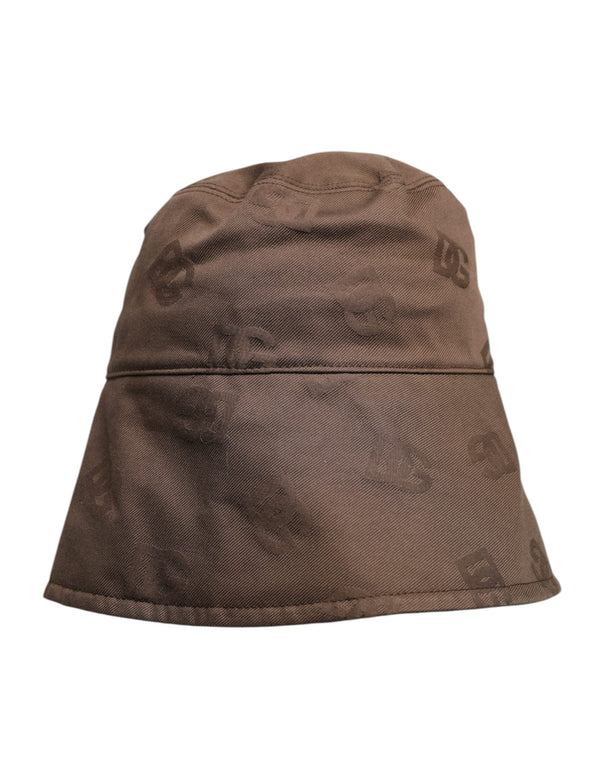 Brown Logo Monogram Cotton Bucket Cap Dolce & Gabbana