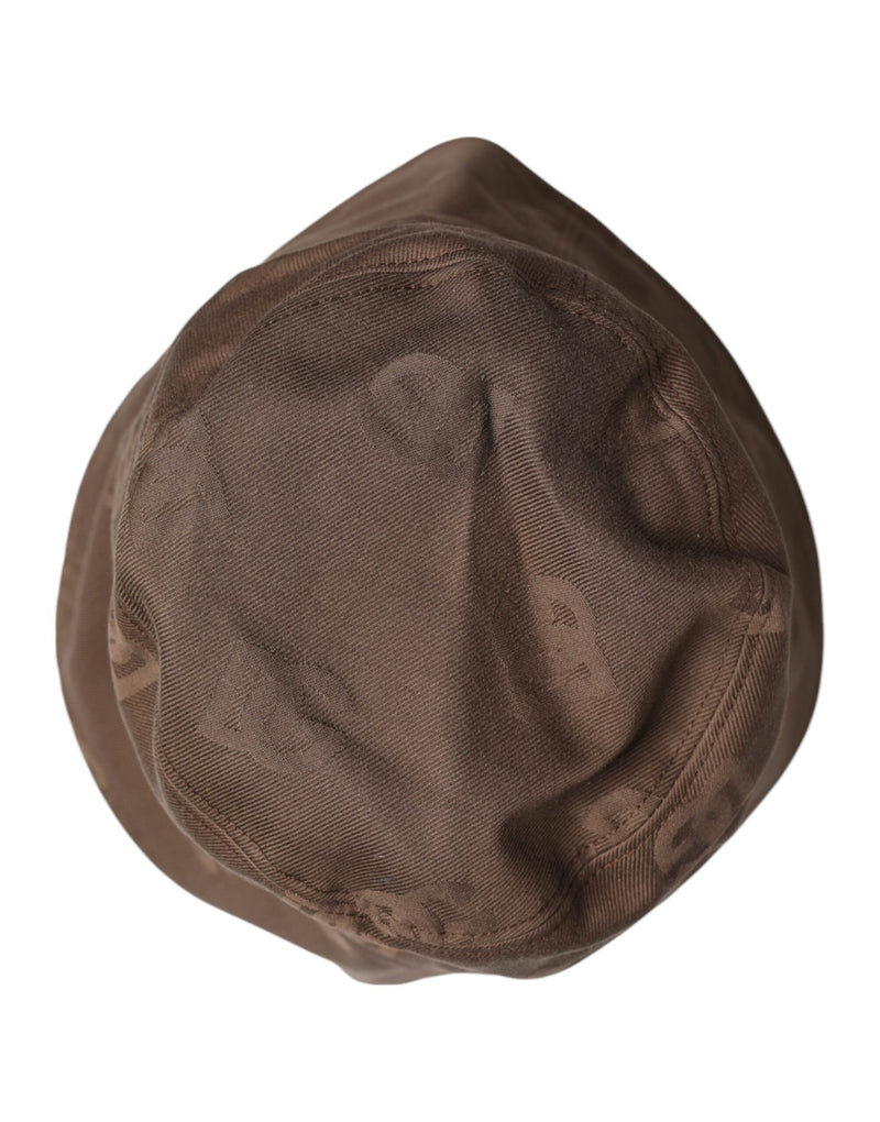Brown Logo Monogram Cotton Bucket Cap Dolce & Gabbana