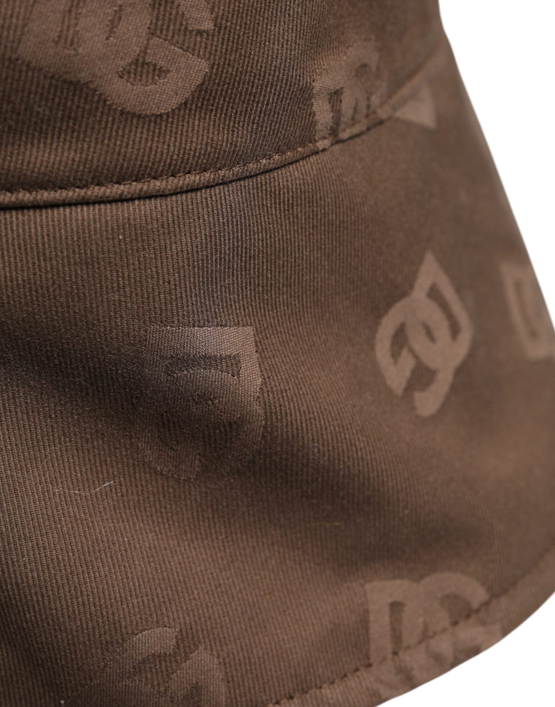 Brown Logo Monogram Cotton Bucket Cap Dolce & Gabbana