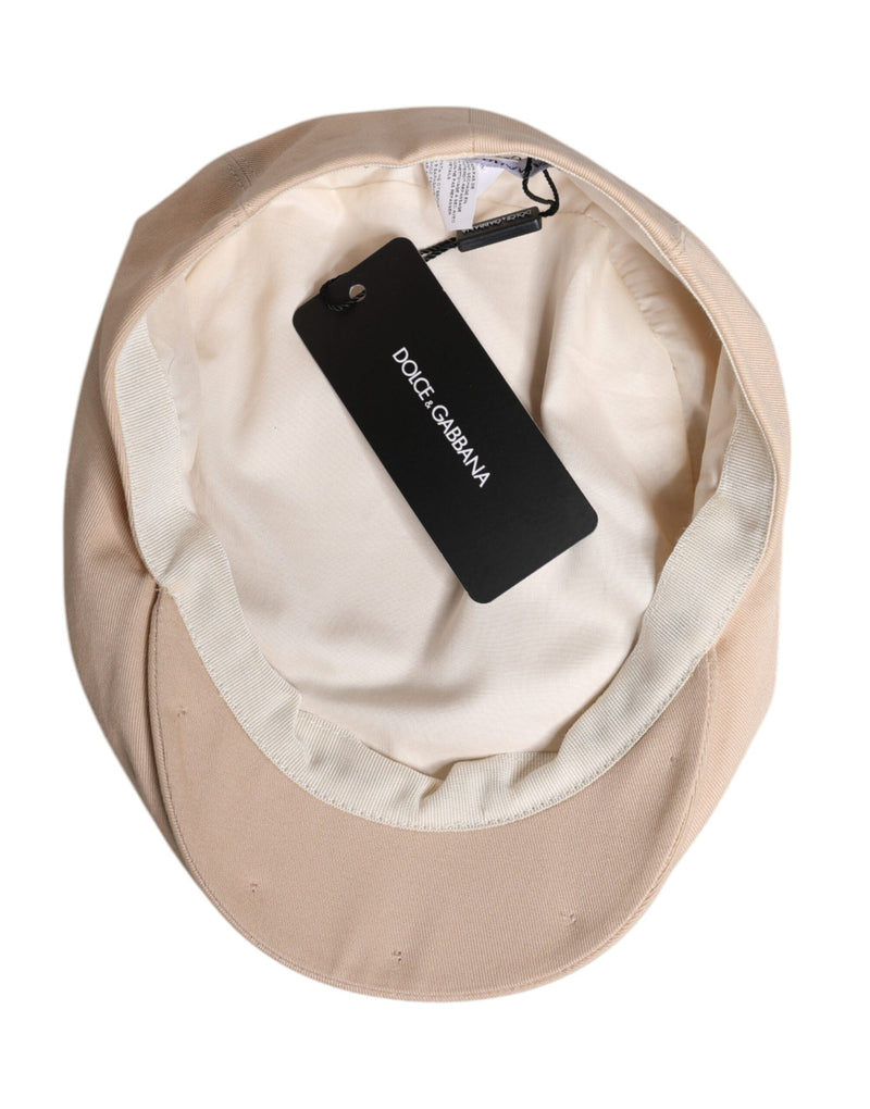 Beige Cotton Newsboy Capello Cabbie Hat Dolce & Gabbana
