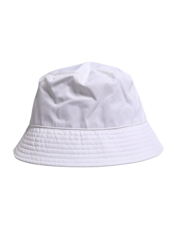 White Cotton Wide Brim Bucket Hat Dolce & Gabbana