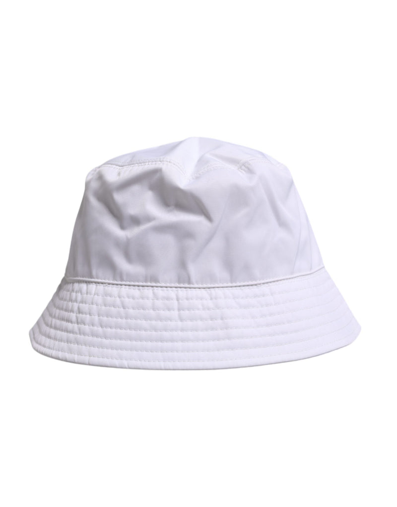 White Cotton Wide Brim Bucket Hat Dolce & Gabbana