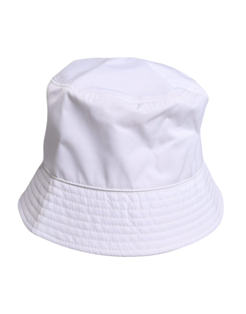 White Cotton Wide Brim Bucket Hat Dolce & Gabbana
