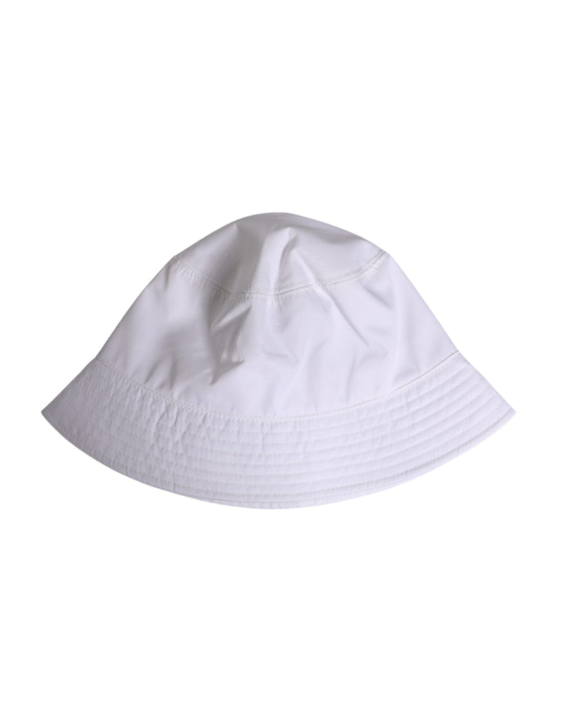 White Cotton Wide Brim Bucket Hat Dolce & Gabbana