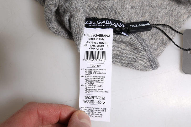 Gray Viscose Blend Knitted Beanie Cap Dolce & Gabbana