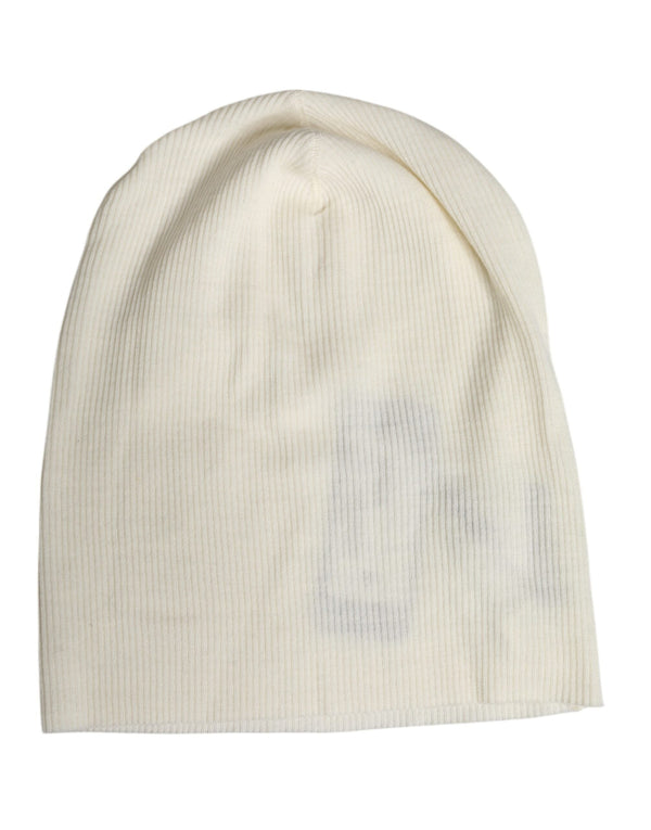 Beige Wool Blend Knitted Beanie Cap Dolce & Gabbana