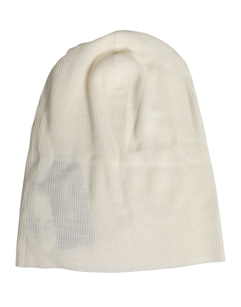 Beige Wool Blend Knitted Beanie Cap Dolce & Gabbana