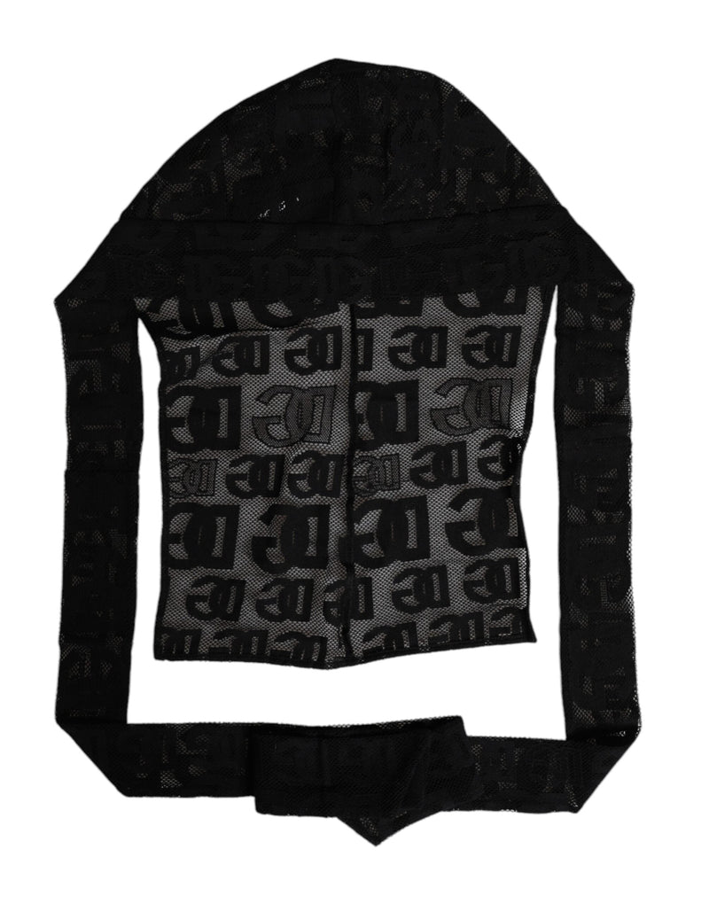 Black Logo Mesh Whole Head Wrap Hat Dolce & Gabbana