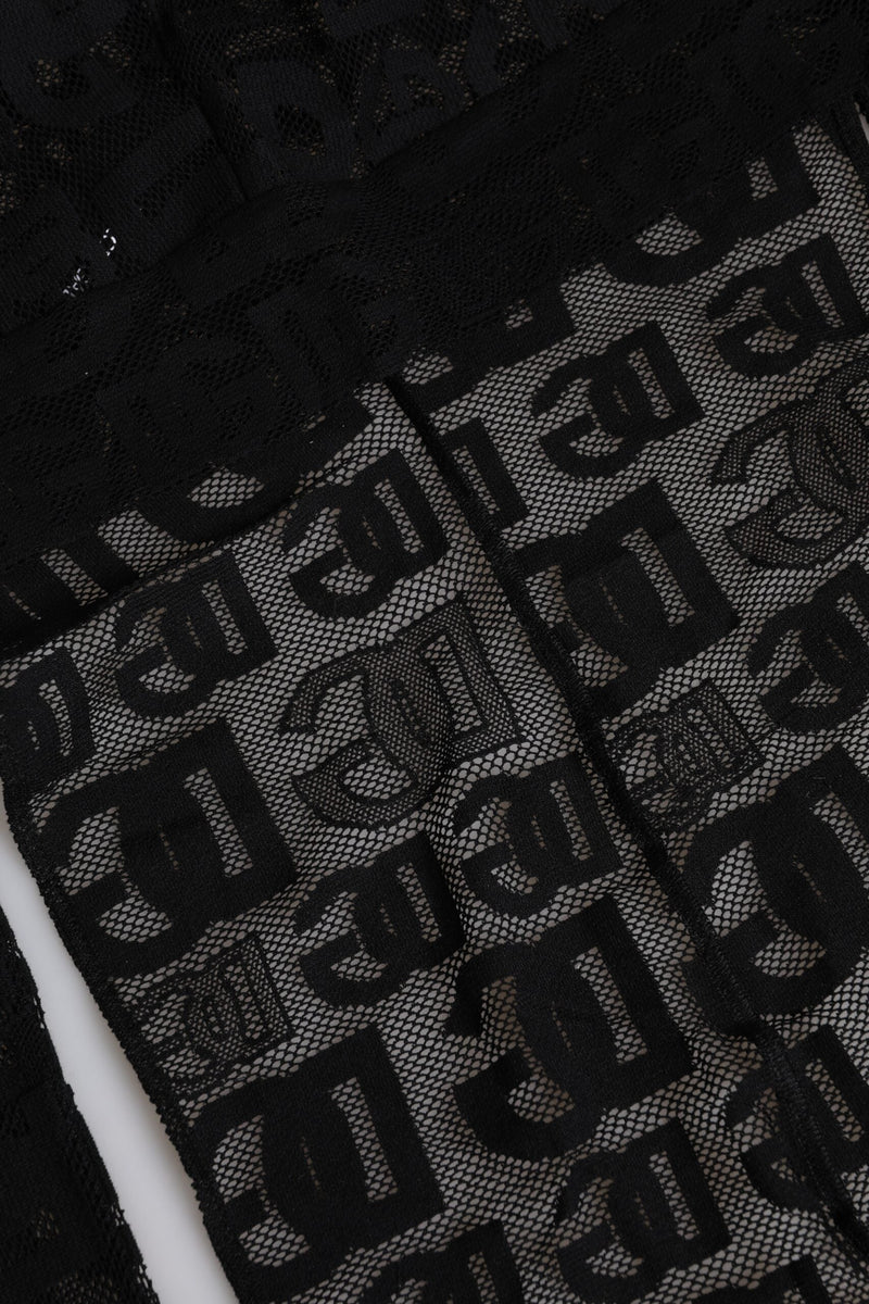 Black Logo Mesh Whole Head Wrap Hat Dolce & Gabbana