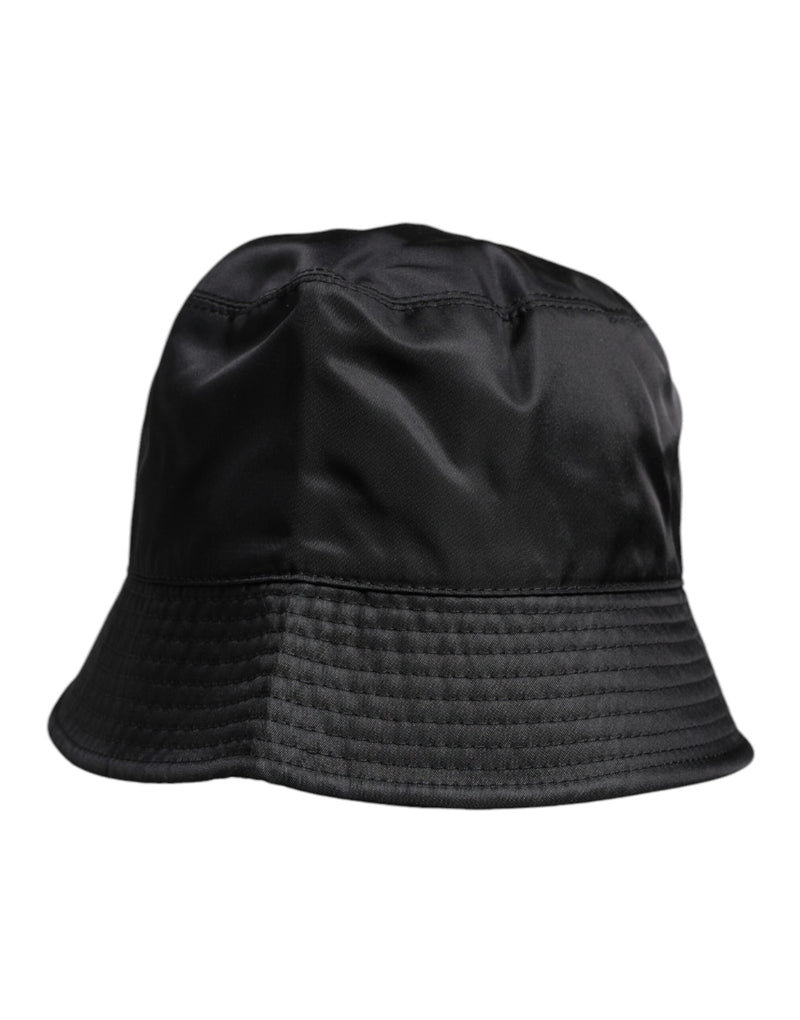 Black Cotton Wide Brim Bucket Hat Dolce & Gabbana