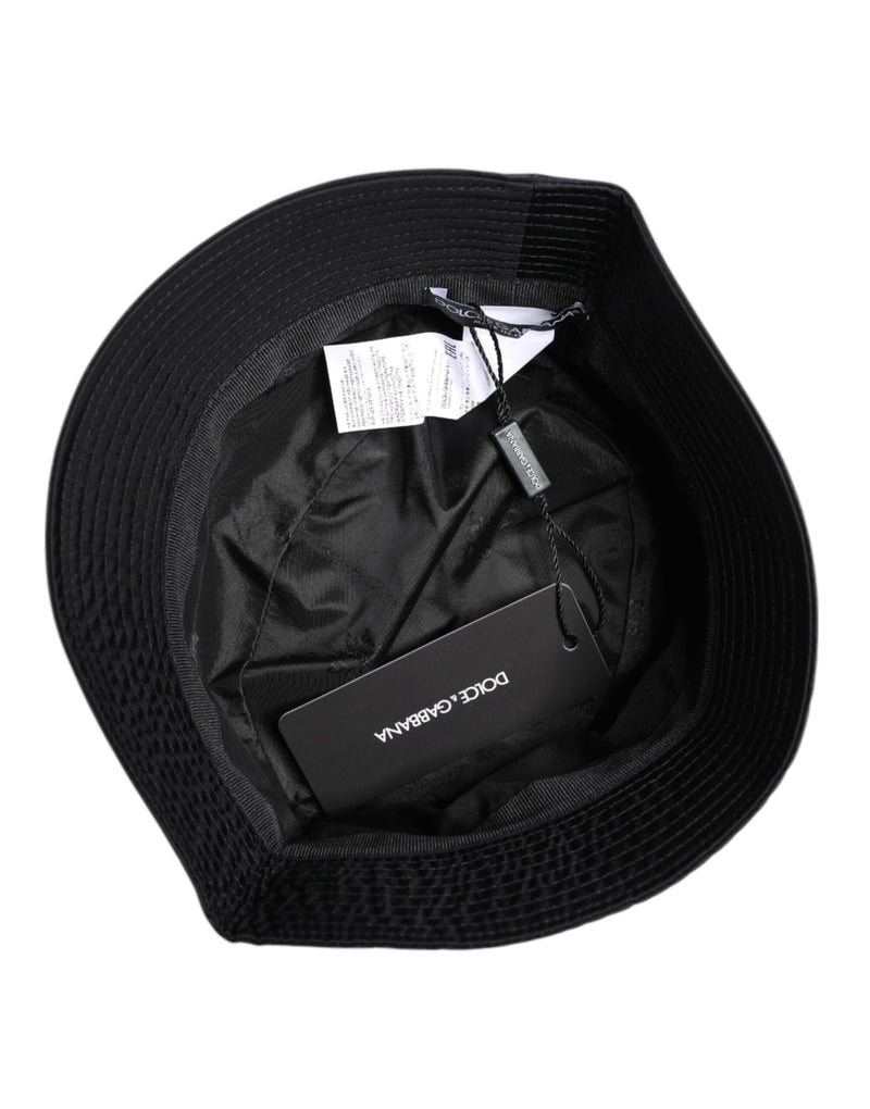 Black Cotton Wide Brim Bucket Hat Dolce & Gabbana