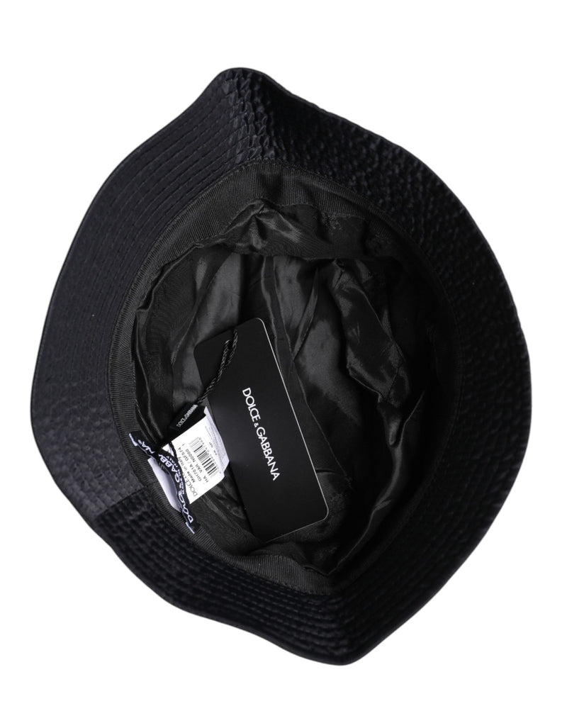 Black Cotton Wide Brim Bucket Hat Dolce & Gabbana