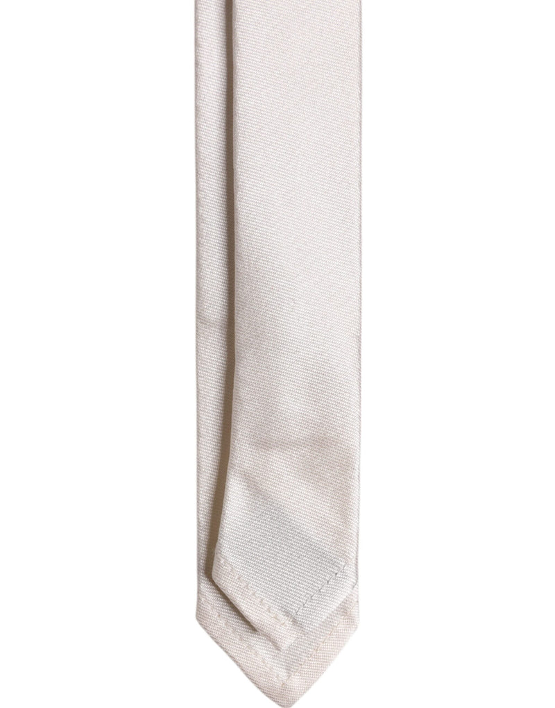 White Solid Silk Adjustable Necktie Tie Dolce & Gabbana