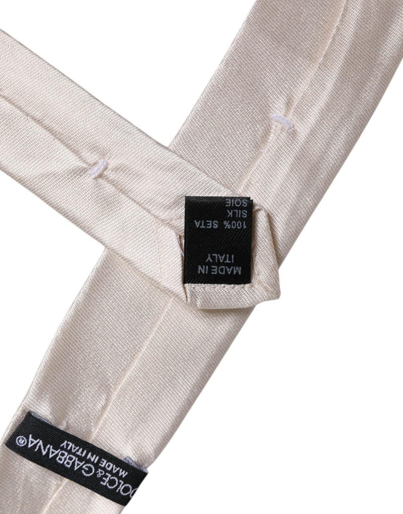 White Solid Silk Adjustable Necktie Tie Dolce & Gabbana