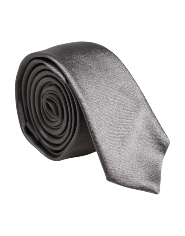 Metallic Silver Silk Adjustable Necktie Tie Dolce & Gabbana