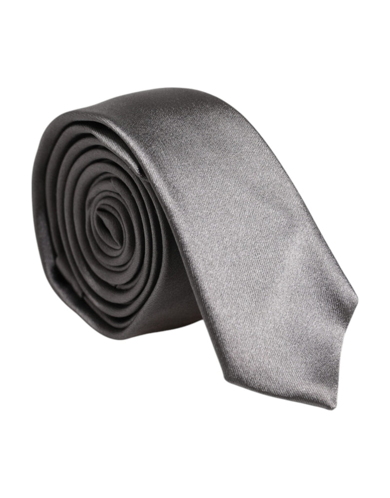 Metallic Silver Silk Adjustable Necktie Tie Dolce & Gabbana