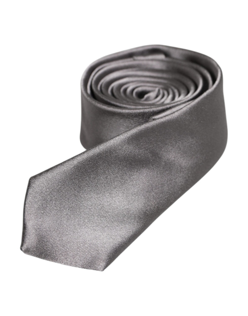 Metallic Silver Silk Adjustable Necktie Tie Dolce & Gabbana