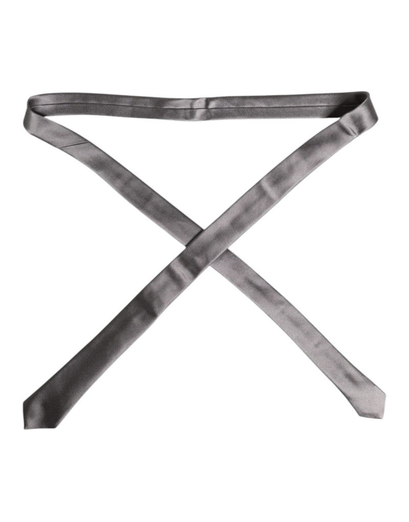 Metallic Silver Silk Adjustable Necktie Tie Dolce & Gabbana