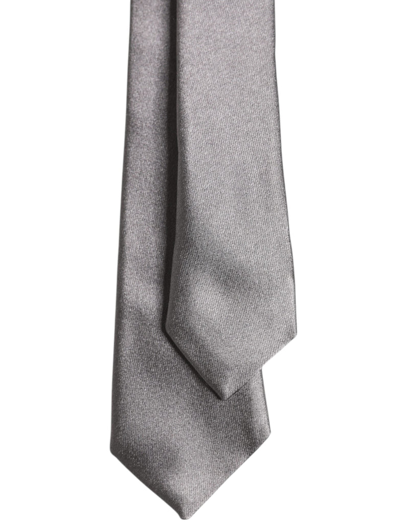 Metallic Silver Silk Adjustable Necktie Tie Dolce & Gabbana
