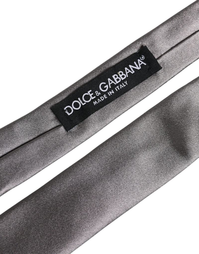 Metallic Silver Silk Adjustable Necktie Tie Dolce & Gabbana