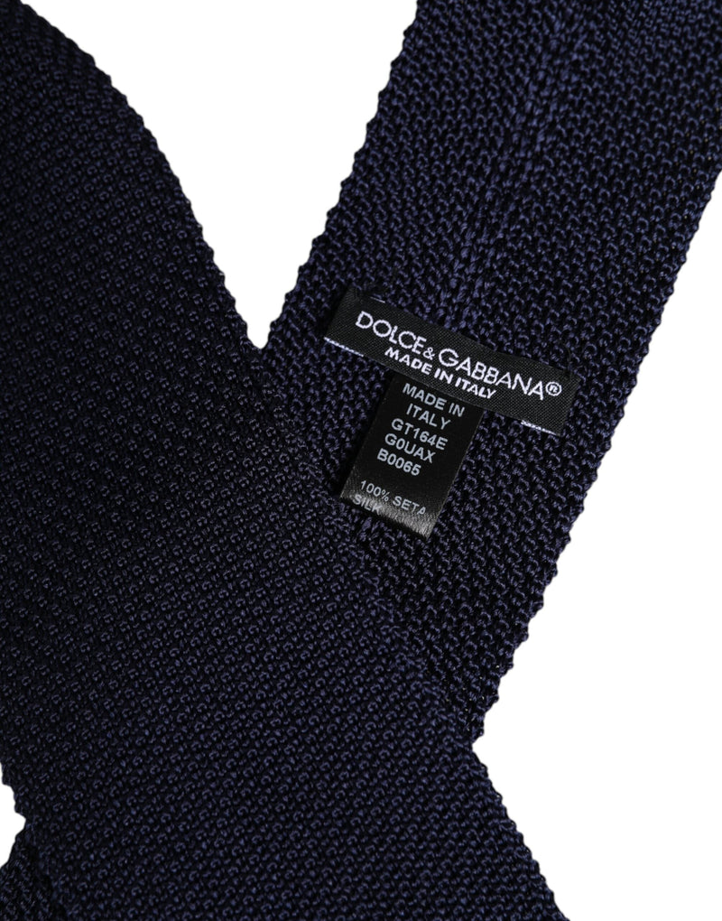 Dark Blue Silk Adjustable Necktie Tie Dolce & Gabbana