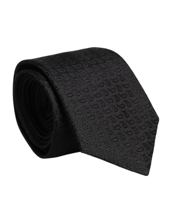 Black Patterned Silk Adjustable Necktie Tie Dolce & Gabbana