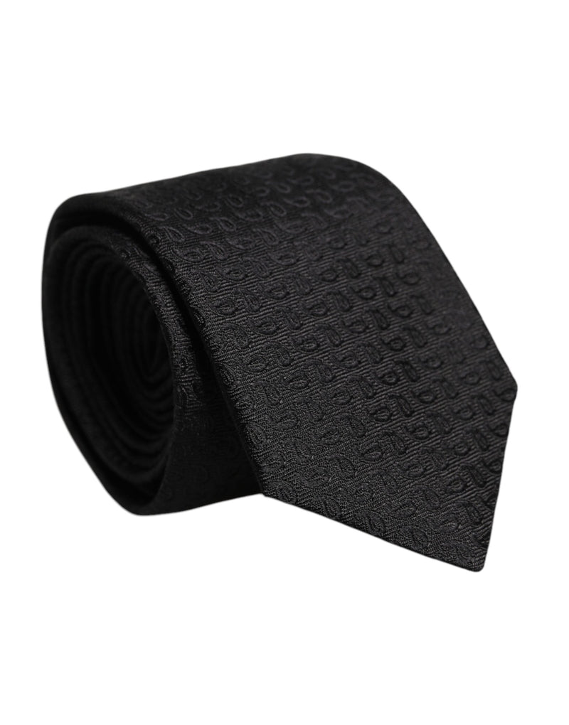 Black Patterned Silk Adjustable Necktie Tie Dolce & Gabbana