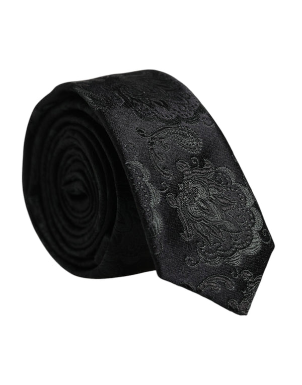 Dark Green Floral Silk Adjustable Necktie Tie Dolce & Gabbana