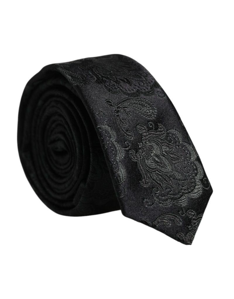 Dark Green Floral Silk Adjustable Necktie Tie Dolce & Gabbana