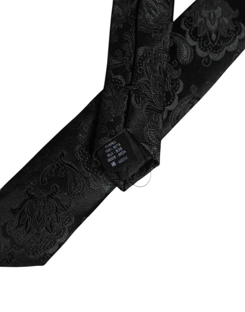 Dark Green Floral Silk Adjustable Necktie Tie Dolce & Gabbana