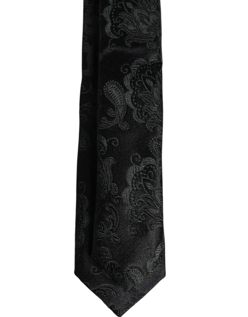 Dark Green Floral Silk Adjustable Necktie Tie Dolce & Gabbana