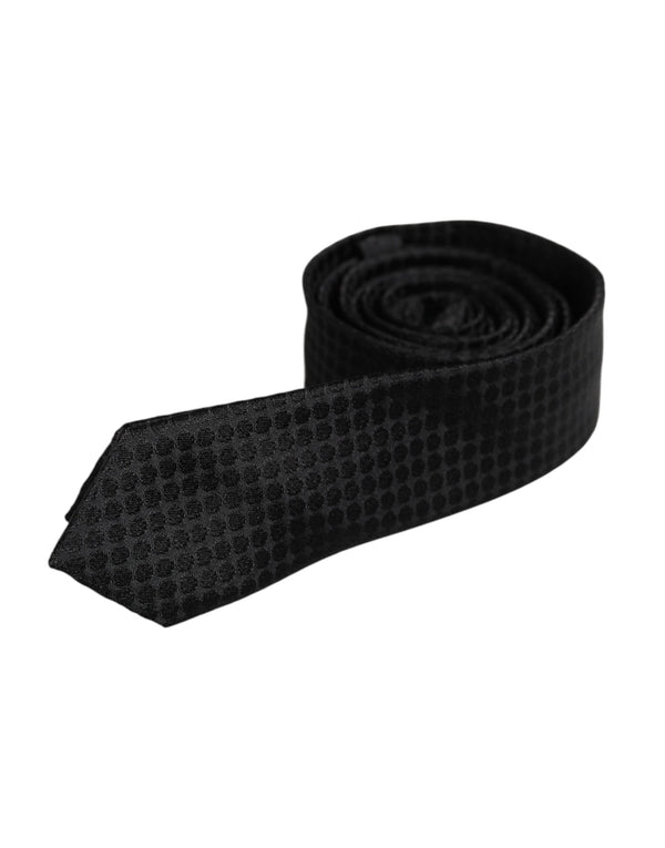 Black Circles Silk Adjustable Necktie Tie Dolce & Gabbana